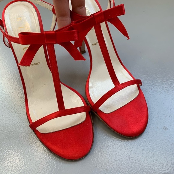 Something Bleu Bridal Shoes - Something Bleu Red Bow Cinnamon Tree